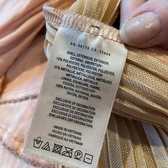 Anthropologie Maeve peach metallic accordion midiskirt S - Picture 5 of 13